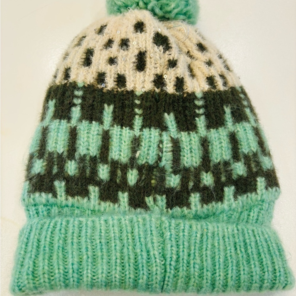 Brand New Universal Thread Mint and Black Pom-Pom Hat one size - Picture 3 of 7